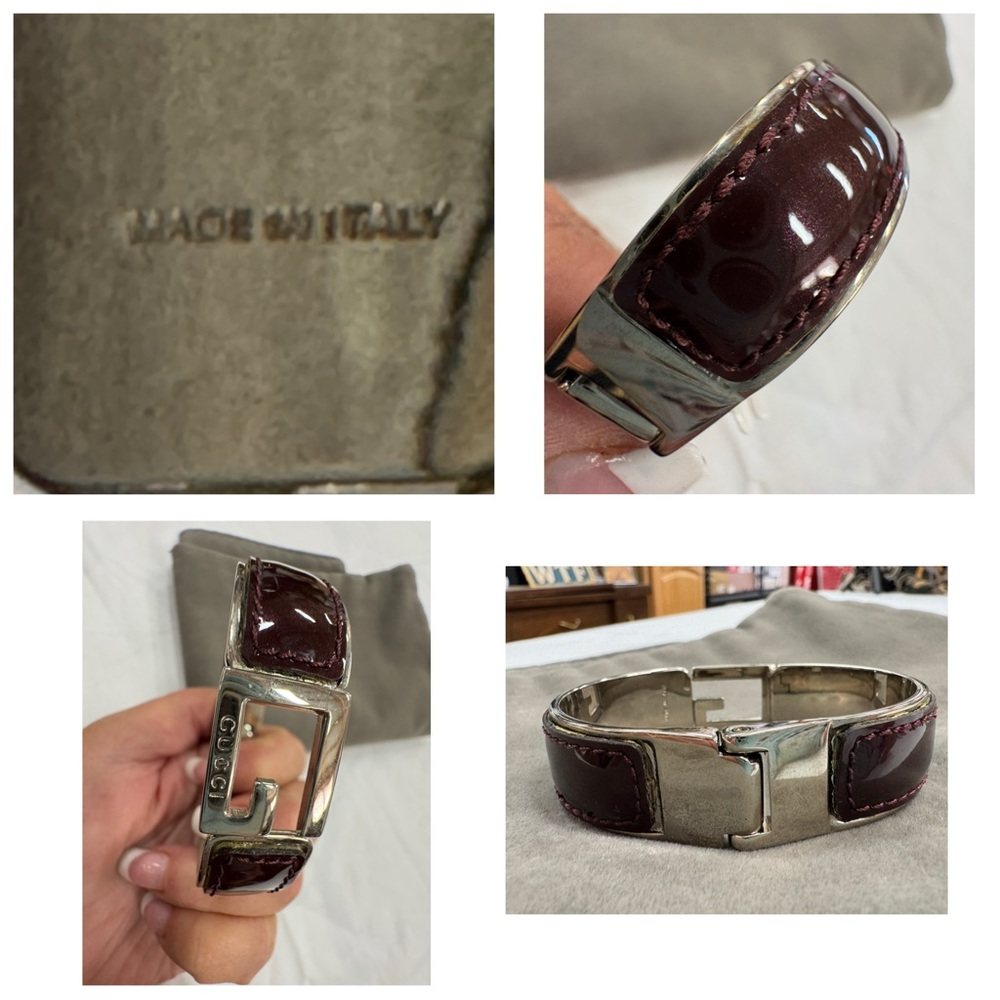 Gucci Burgundy Patent Leather Bangle Bracelet - Picture 4 of 5